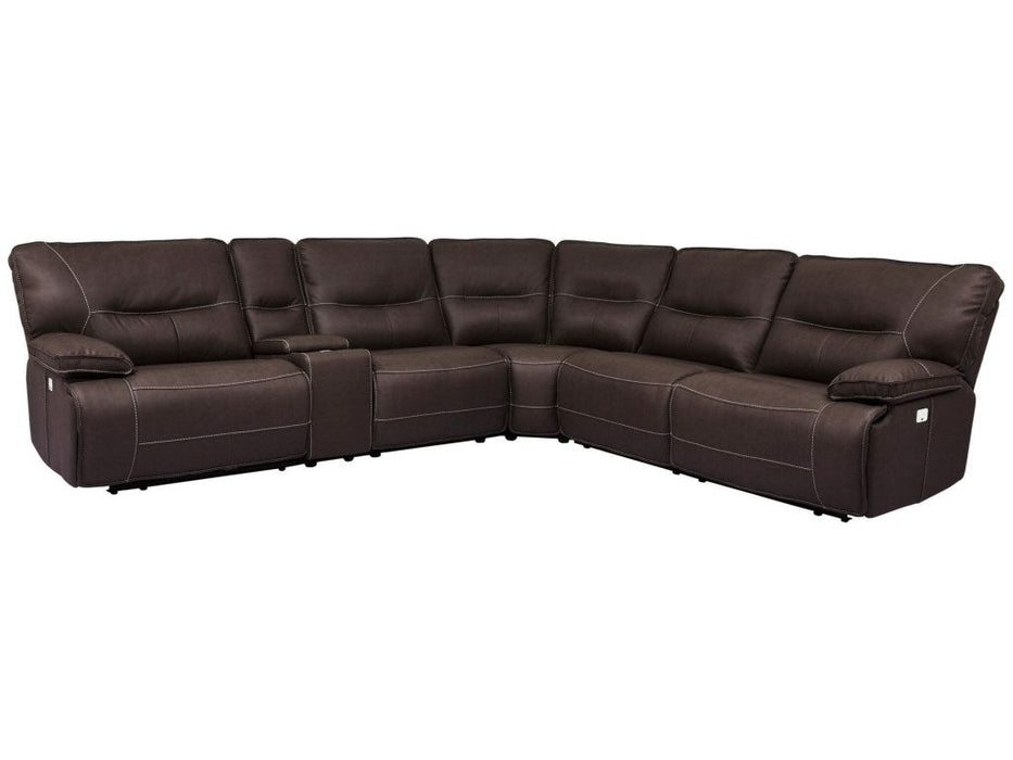 Modern Living - Spartacus Chocolate Power Reclining Sectional with Power Headrest and USB (3 Recliners) - MSPA-PACKA(H)-CHO