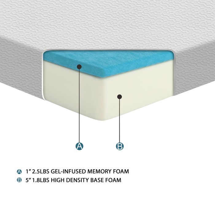 MT-G06T 6' Twin Gel-Infused Memory Foam Mattress