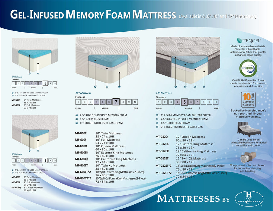 MT-G06T 6' Twin Gel-Infused Memory Foam Mattress