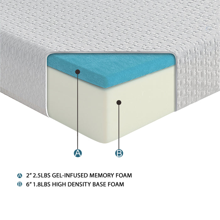 MT-G08F 8' Full Gel-Infused Memory Foam Mattress