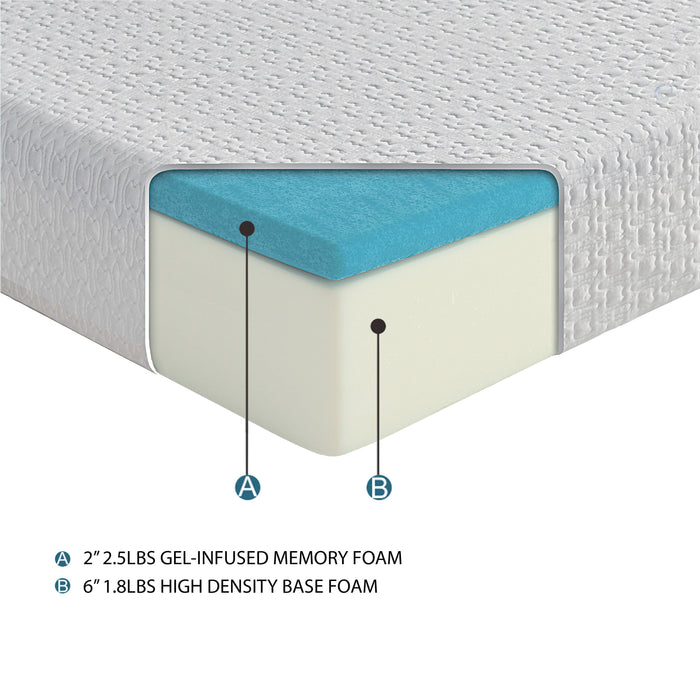 MT-G08T 8' Twin Gel-Infused Memory Foam Mattress