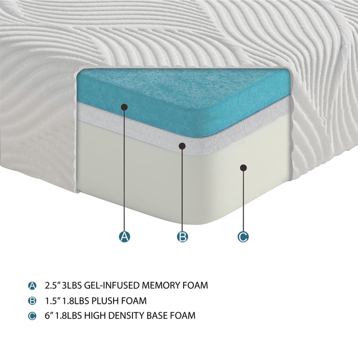 MT-G10EK 10' Eastern King Gel-Infused Memory Foam Mattress