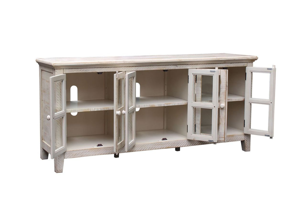 Vilo Home Sarasota 70' Solid Wood White TV Stand with Distressed Design