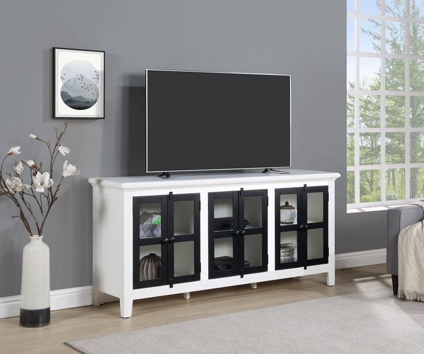 Vilo Home Sarasota 70' Solid Wood 2 Tone White/Black Farmhouse TV Stand with Distressed Design