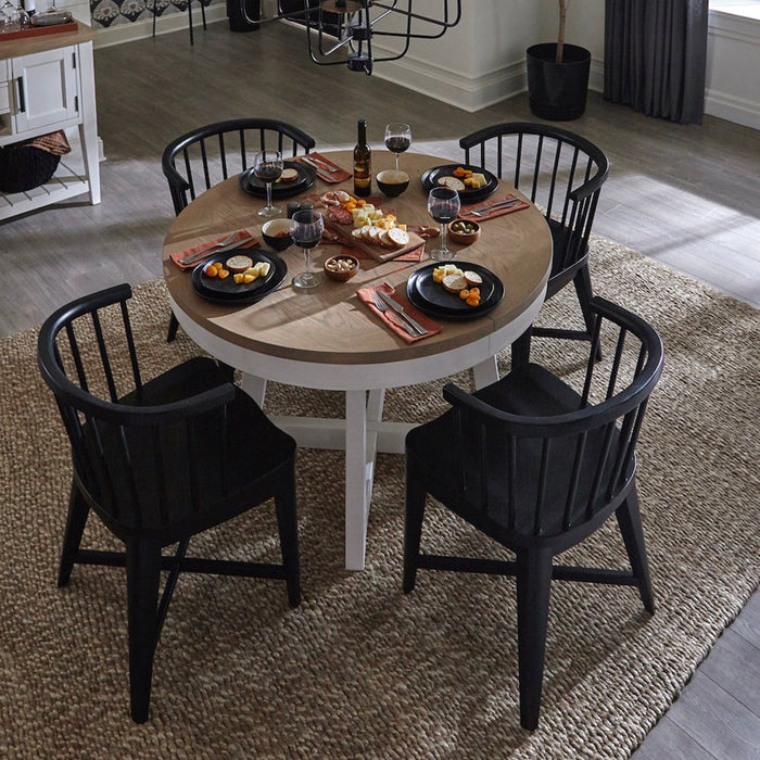 Modern Furniture - Americana Modern 5 Piece Round Dining Table Set in Cotton - DAME-5PC-48RND-2118