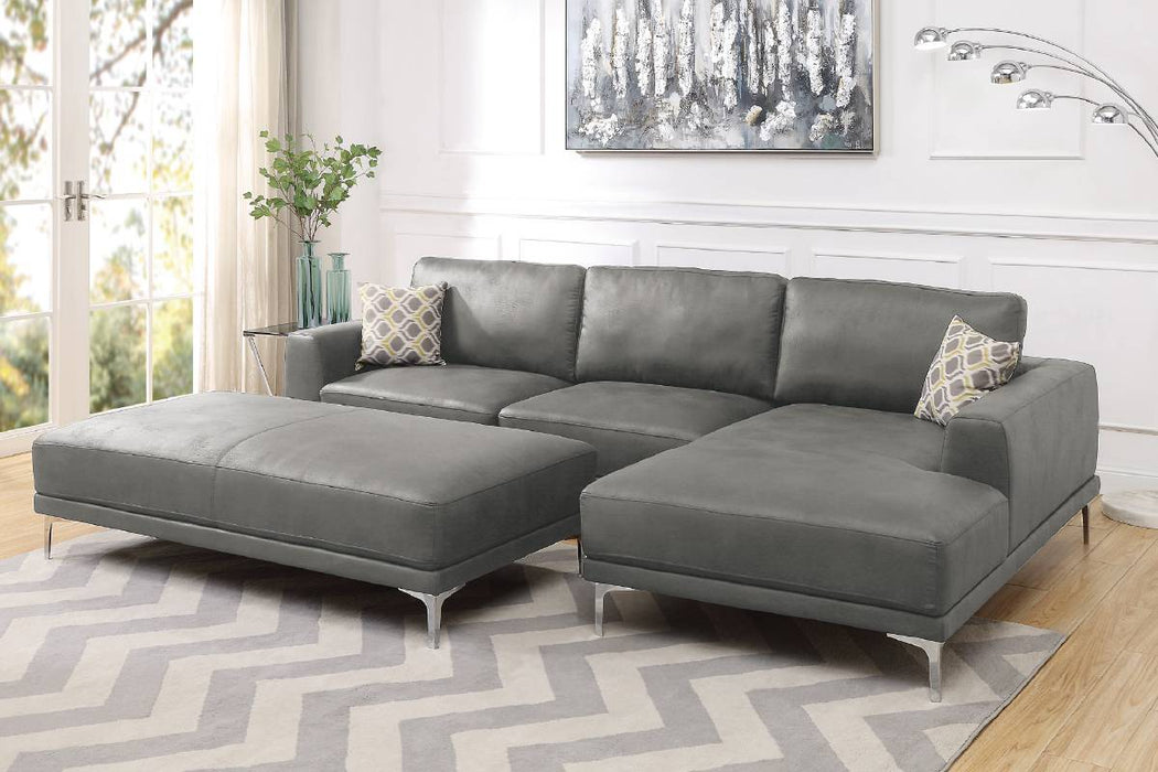 2-Piece Sectional Set W/ 2 Accent Pillows - Antique Grey