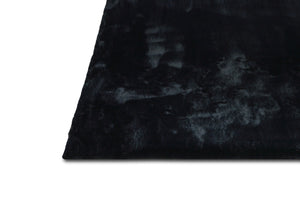 Rabbit Fur Solid Black Rug