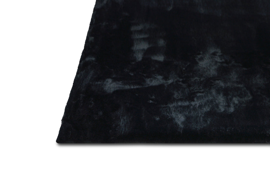 American cover design / Persian weavers Rabbit Fur Solid Black Rug