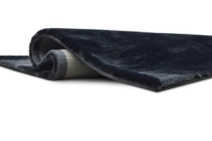 Rabbit Fur Solid Black Rug