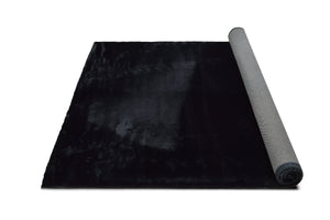 Rabbit Fur Solid Black Rug
