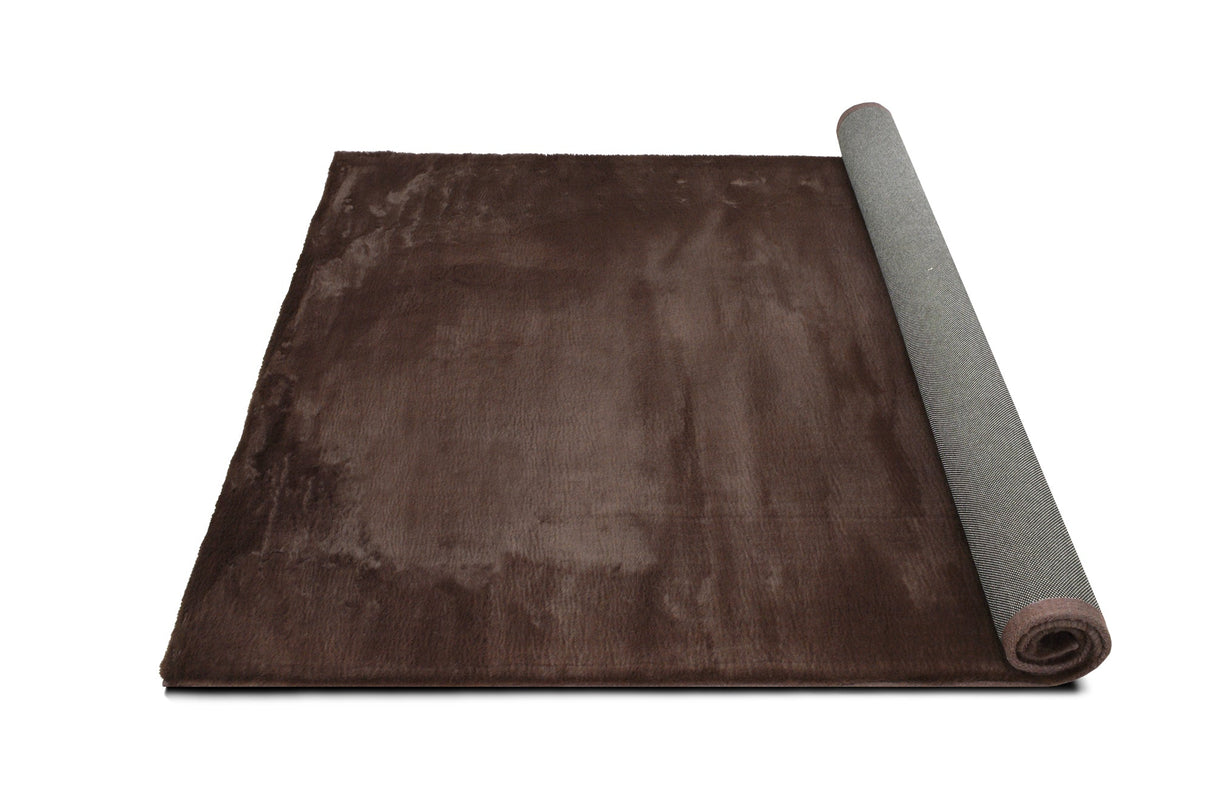 Rabbit Fur Solid Chocolate Rug