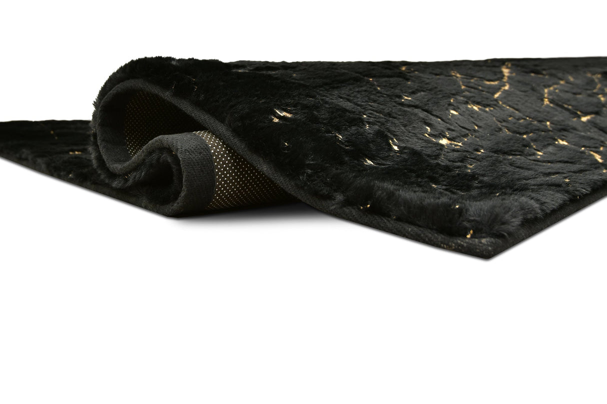 Rabbit Fur Foil Black-gold Rug