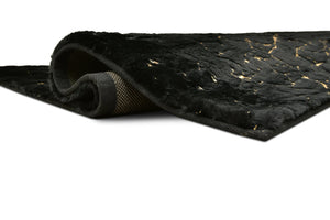 Rabbit Fur Foil Black-gold Rug