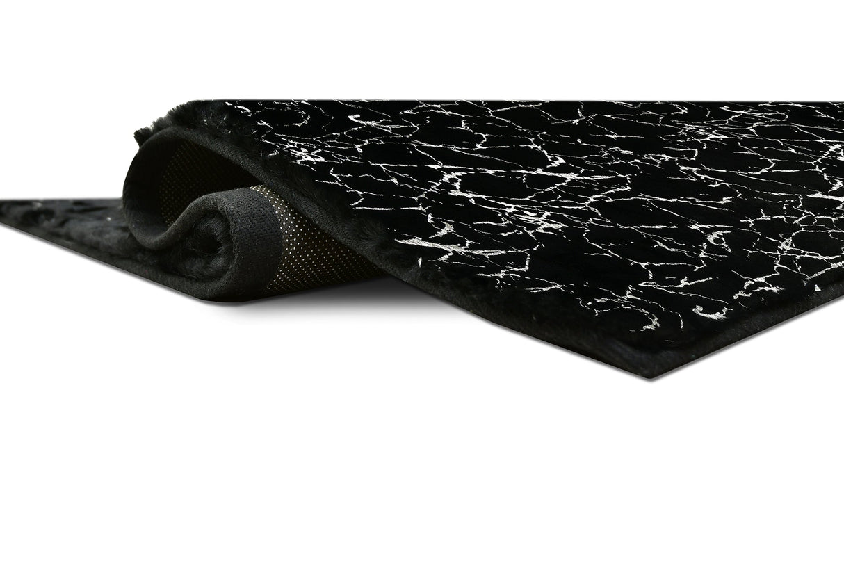Rabbit Fur Foil Black-silver Rug