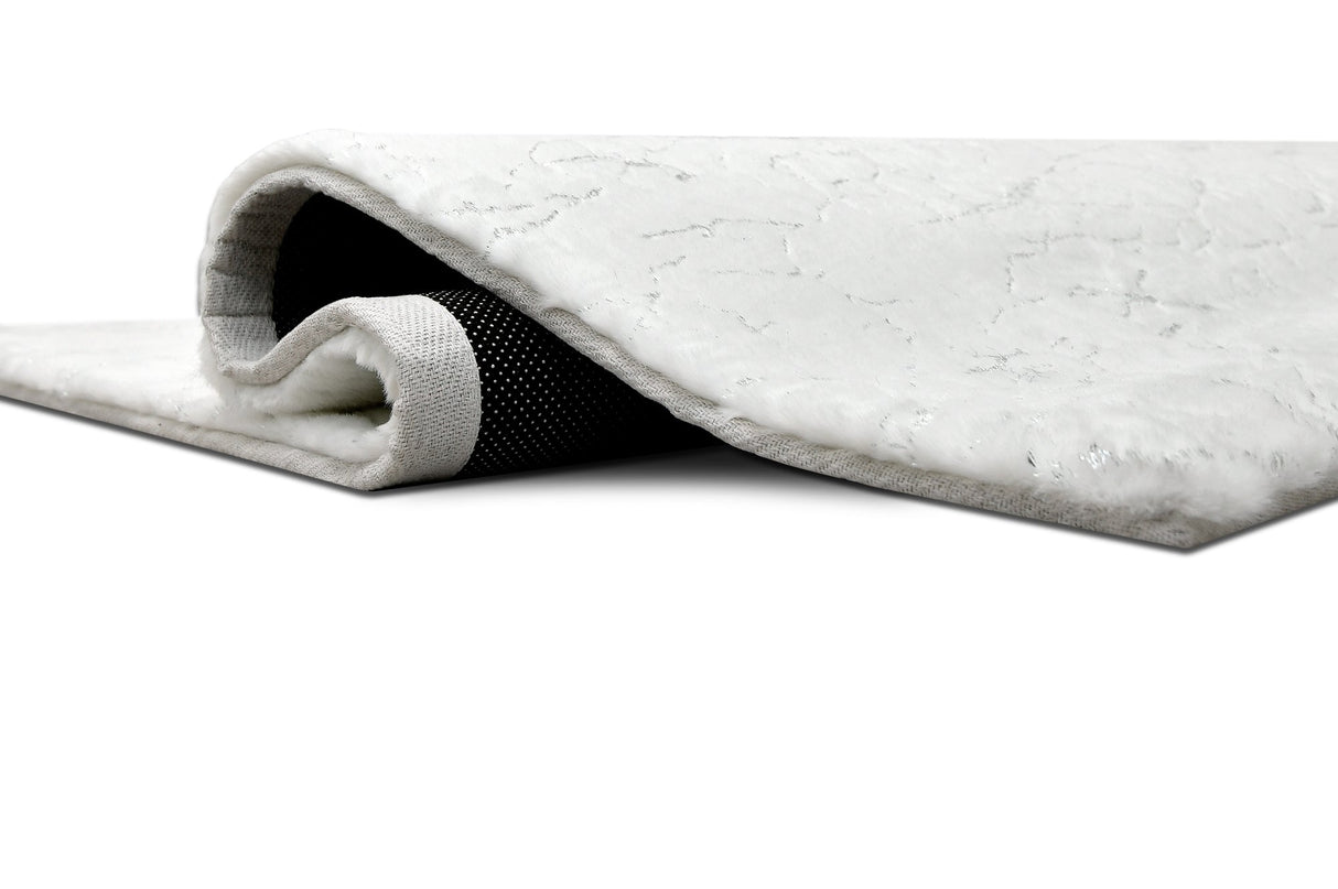 Rabbit Fur Foil White-silver Rug