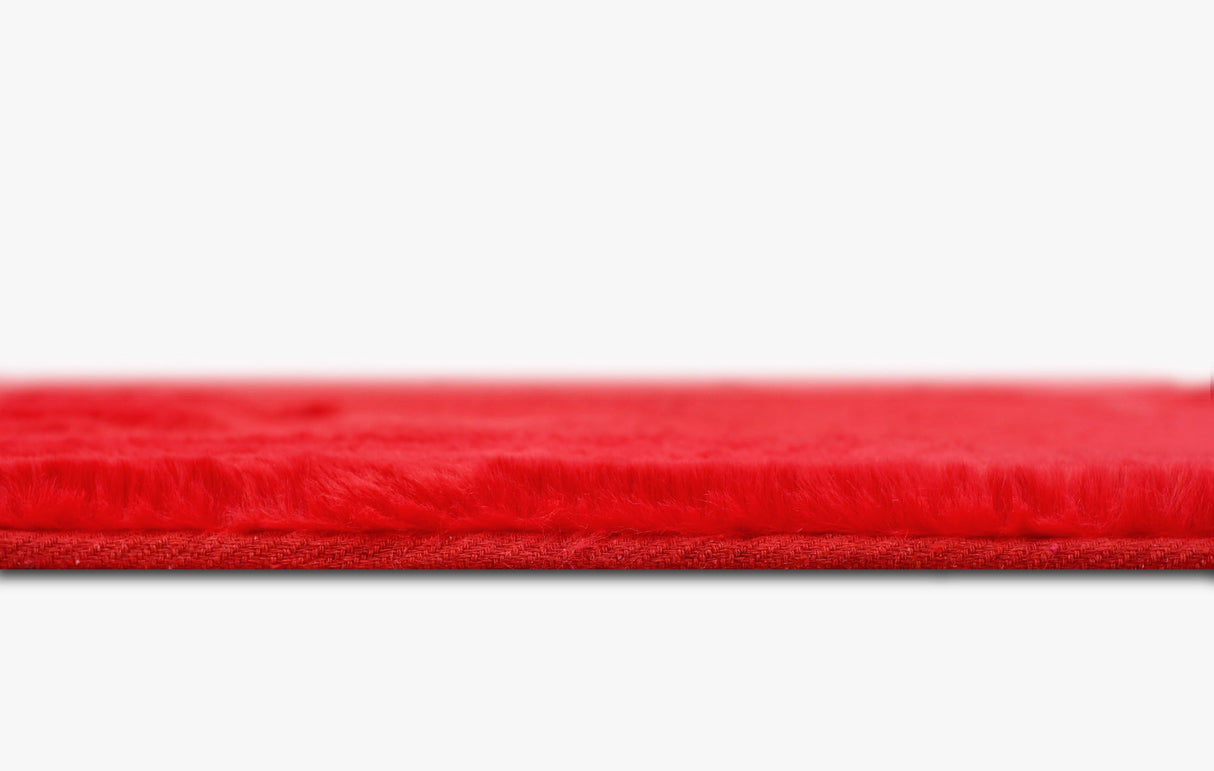Rabbit Fur Solid Red Rug