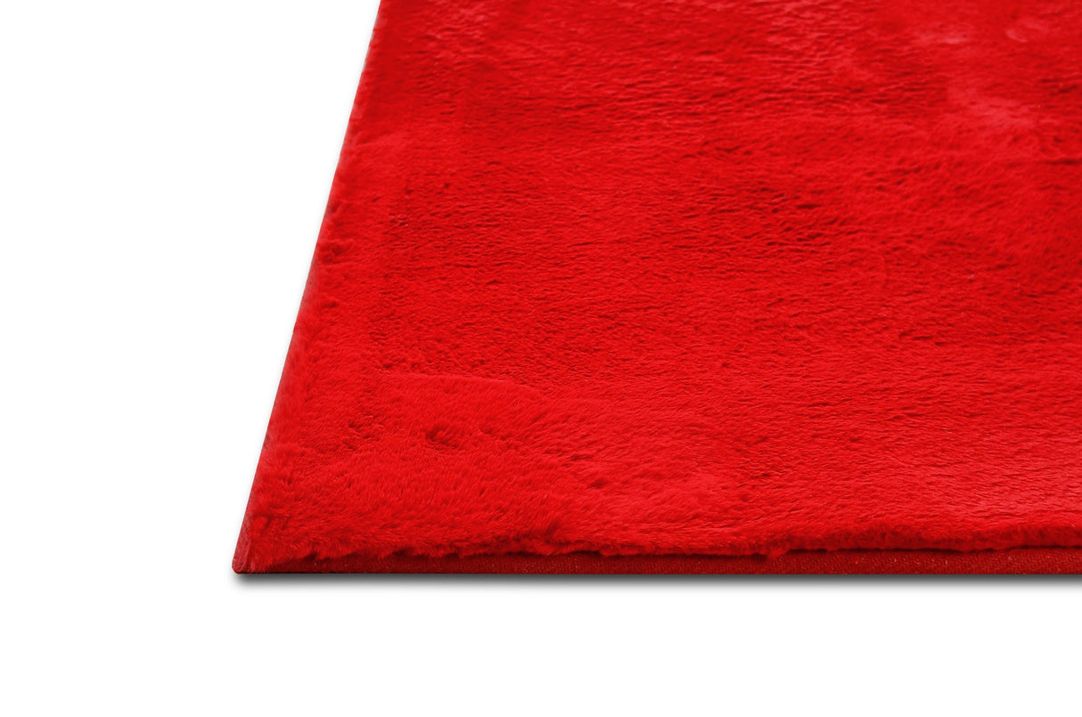 Rabbit Fur Solid Red Rug