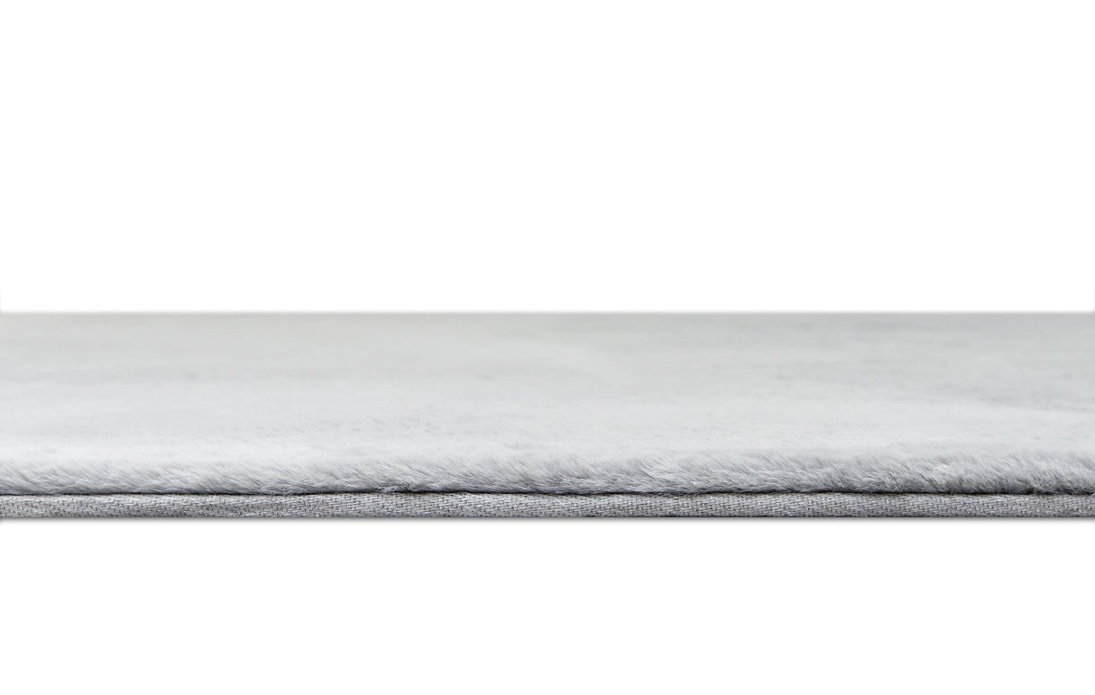 Rabbit Fur Solid Silver Rug