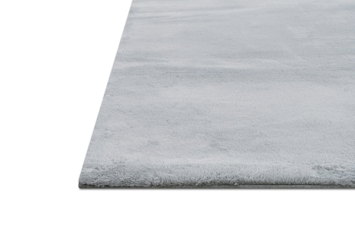 Rabbit Fur Solid Silver Rug