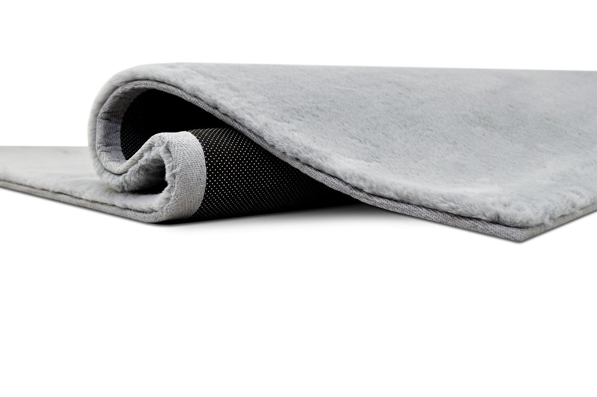 Rabbit Fur Solid Silver Rug