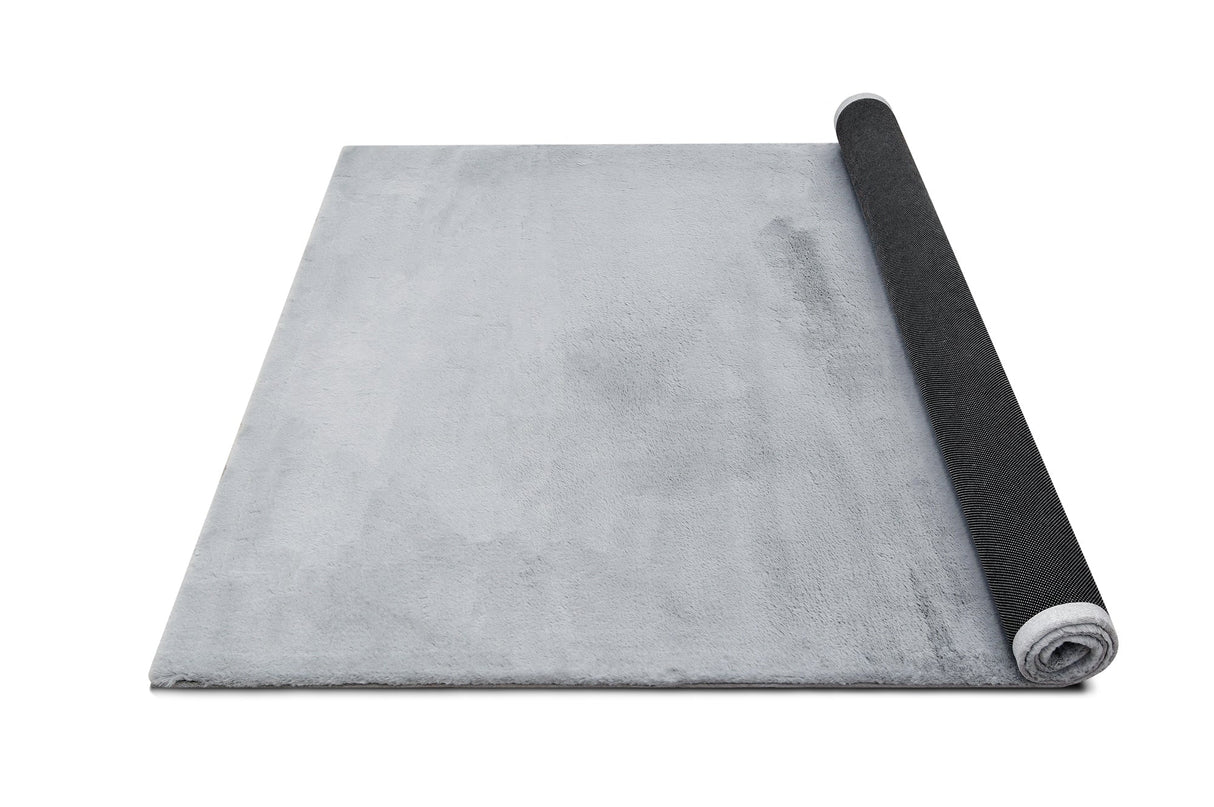 Rabbit Fur Solid Silver Rug