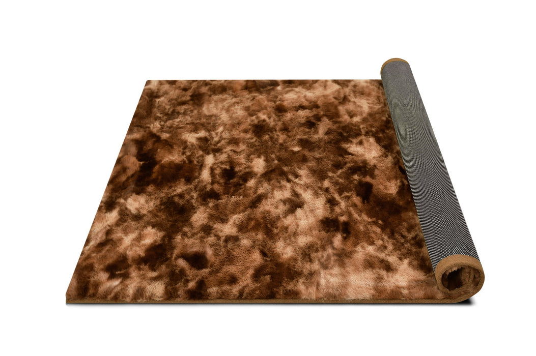 American cover design / Persian weavers Rabbit Fur Tie-dye Chocolate Rug