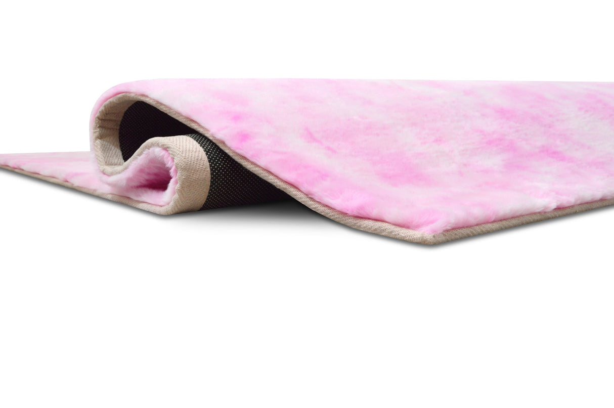 Rabbit Fur Tie-dye Pink Rug