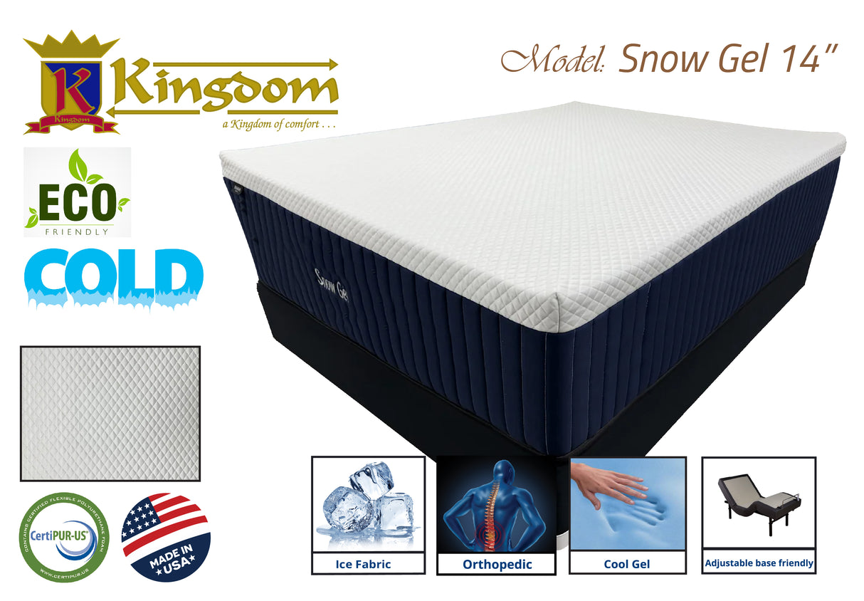 Snow Gel 14' Memory Foam Mattress - Premium Cooling Technology
