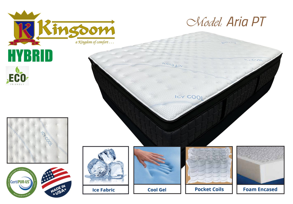 Aria PT 14' Cool Gel Memory Foam Soft Mattress - Premium Hybrid Comfort