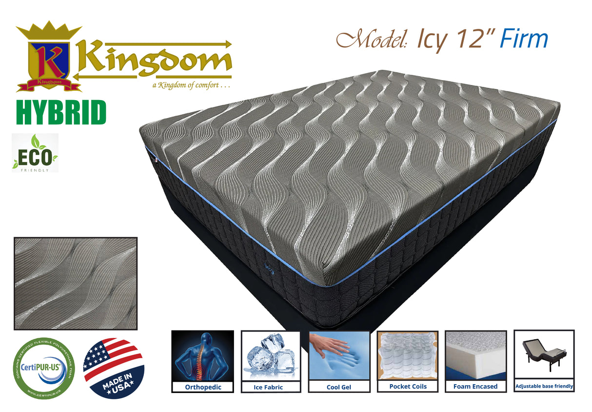 Icy 12' Hybrid Memory Foam Mattress - Premium Cooling Technology