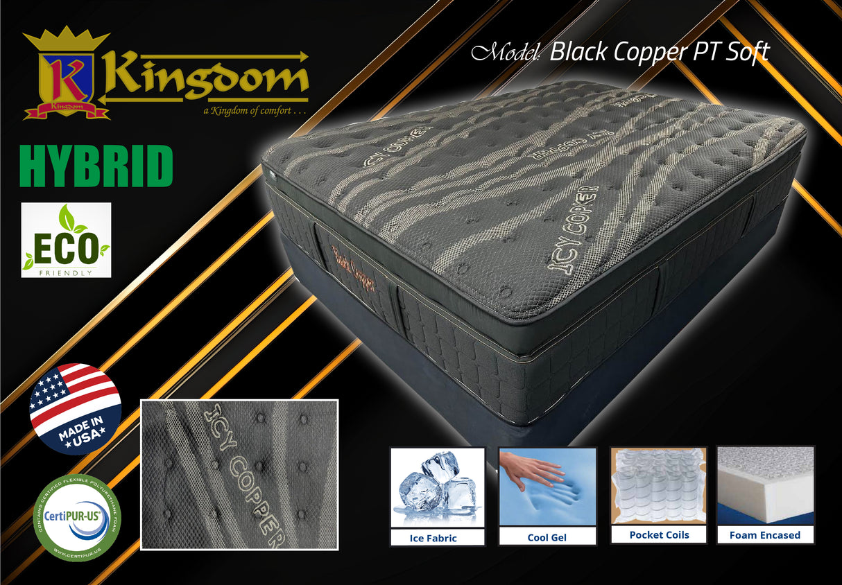 Black Copper 15' Hybrid Mattress - Premium Euro Top Comfort