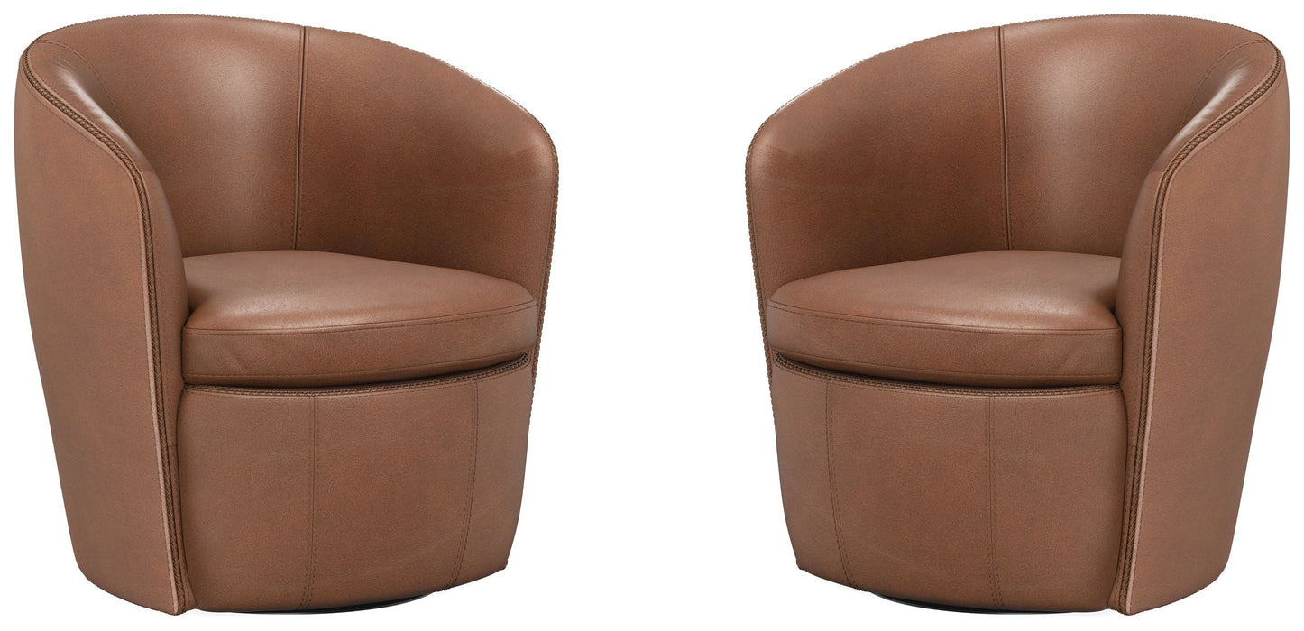 Modern Living - Barolo Swivel Club Chair in Vintage Whiskey (Set of 2) - SBAR#912S-2-VGWK