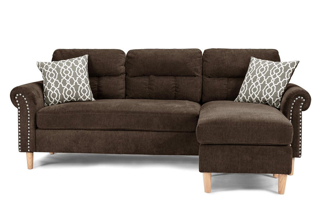 2-Piece Reversible Sectional Set W/ 2 Accent Pillows - Tan