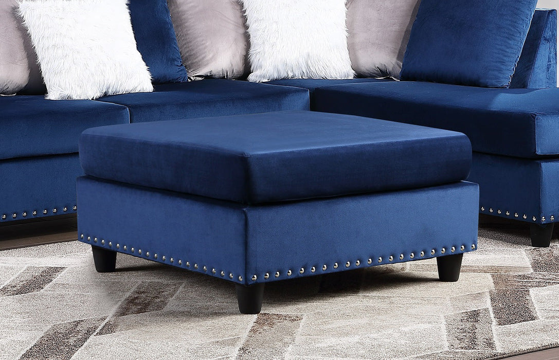 Cyndia Blue Velvet Ottoman