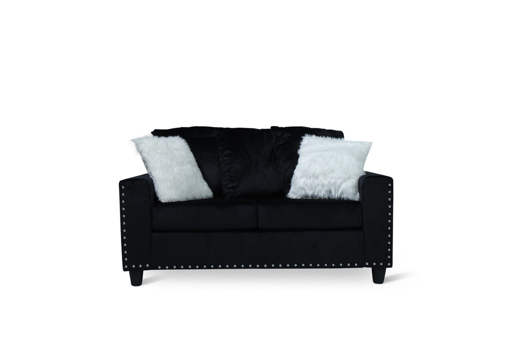 Cyndia Black Velvet Loveseat