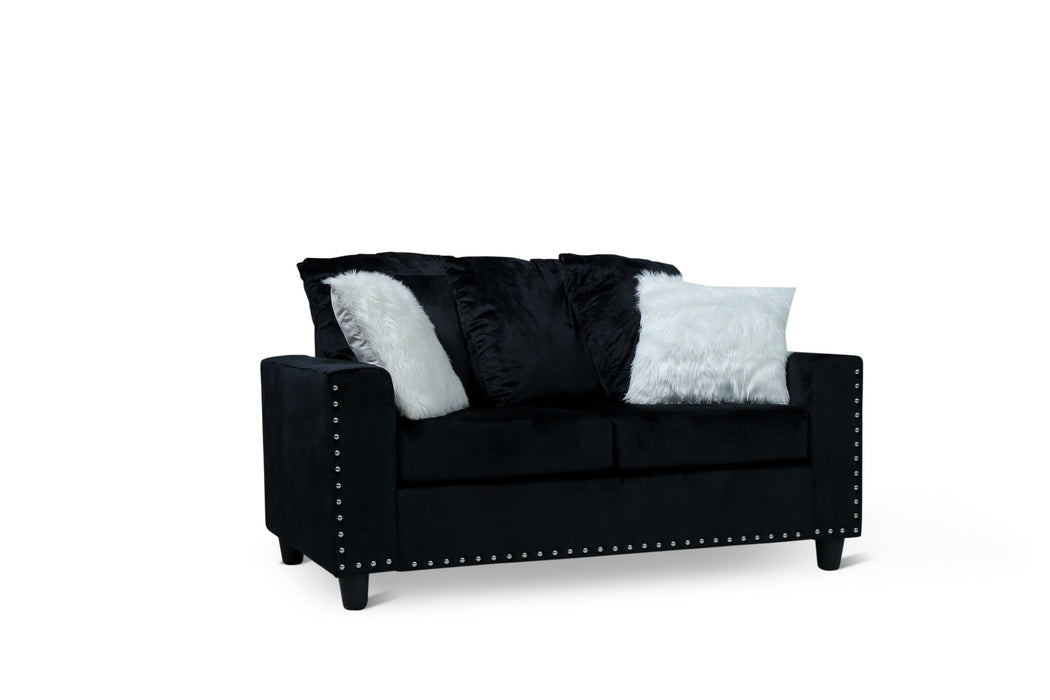 Cyndia Black Velvet Loveseat