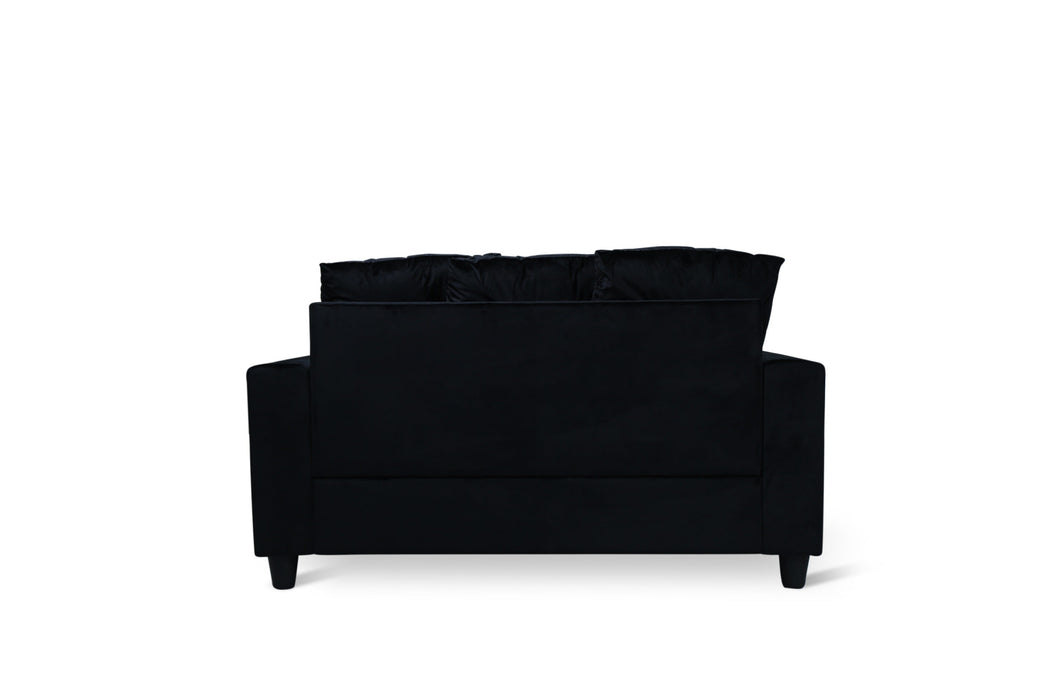 Cyndia Black Velvet Loveseat