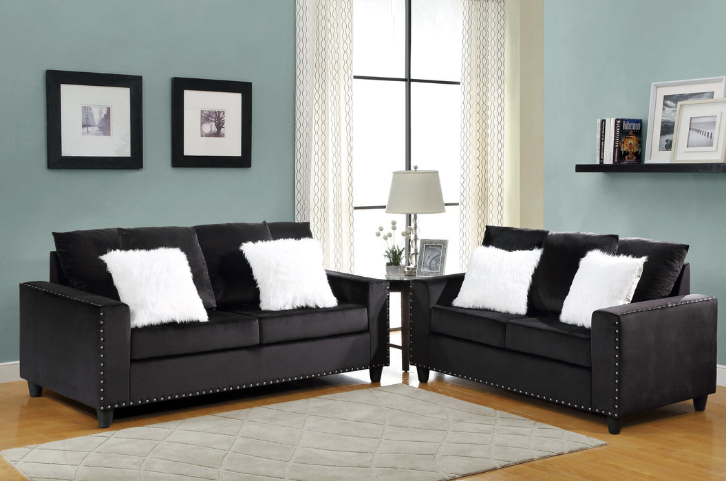 Cyndia Black Velvet Loveseat