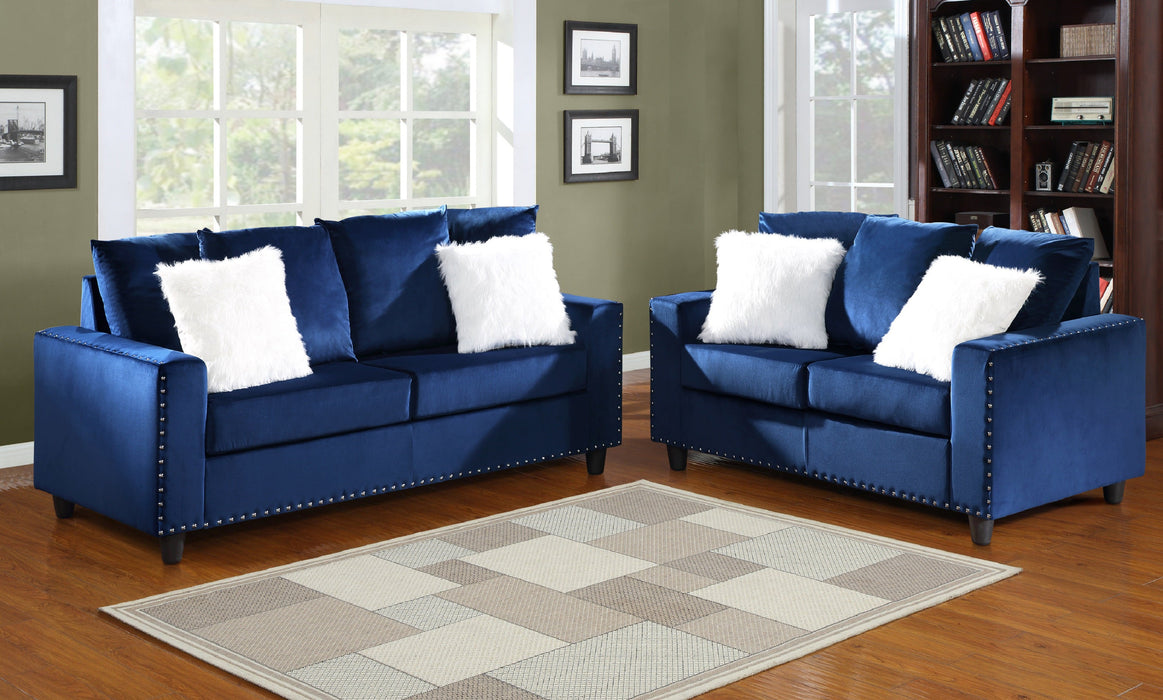 Cyndia Blue Velvet Sofa