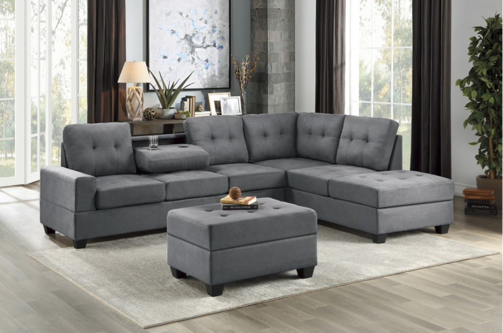 Porto Dark Gray 2-Piece Reversible Sectional