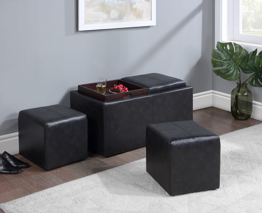 SH3552 Black Storage Ottoman with 1 Tray