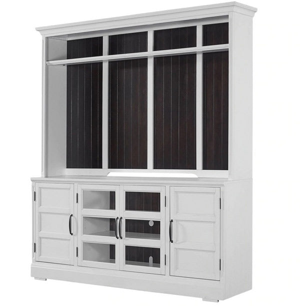 Modern Furniture - Shoreham 76 In. Tv Console With Hutch in Effortless White - SHO-2PC-ENT-WALL-EFW