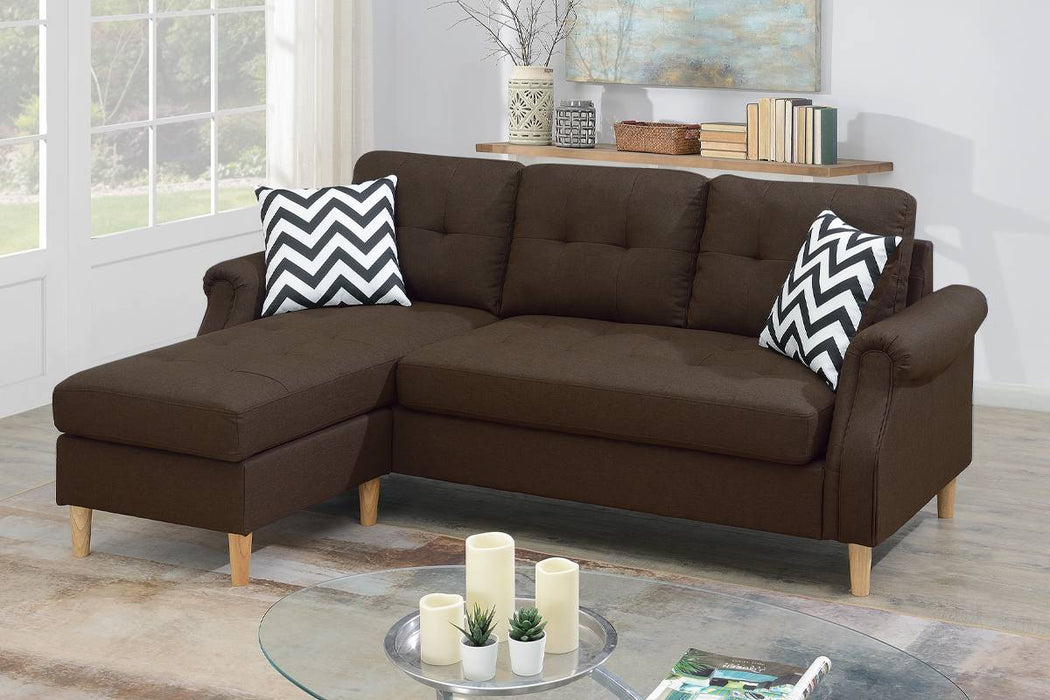 2-Piece Reversible Sectional Set W/ 2 Accent Pillows - Dark Coffee