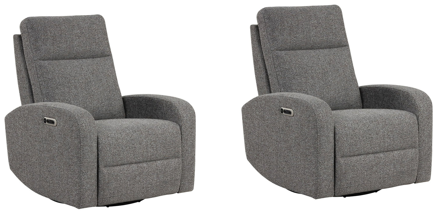 Modern Living - Thriller Power Swivel Glider Recliner in Natural Beauty Grey (Set of 2) - MTHR#812GSP-2-NBG