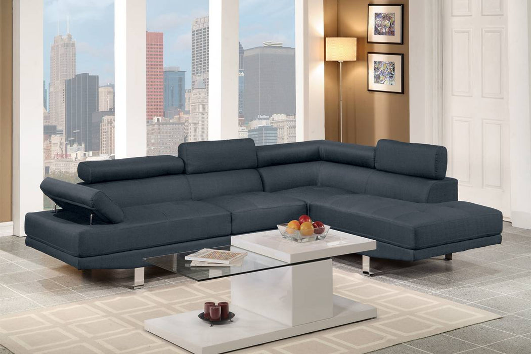 Left Facing Sofa, Right Facing Chaise Sectional Set - Dark Blue