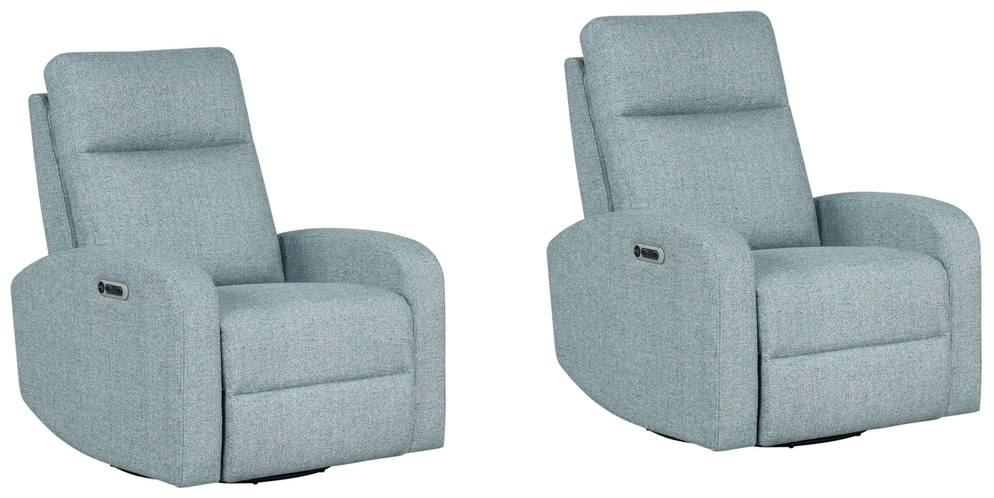 Modern Living - Thriller Power Swivel Glider Recliner in Natural Beauty Blue (Set of 2) - MTHR#812GSP-2-NBB