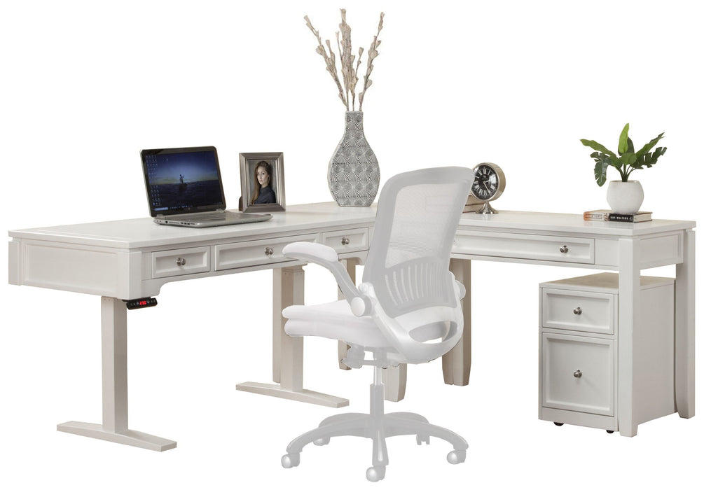 Modern Furniture - Boca 4 Piece L Shape Desk with Lateral File in Cottage White - BOC-4PC-LDESK-FILE